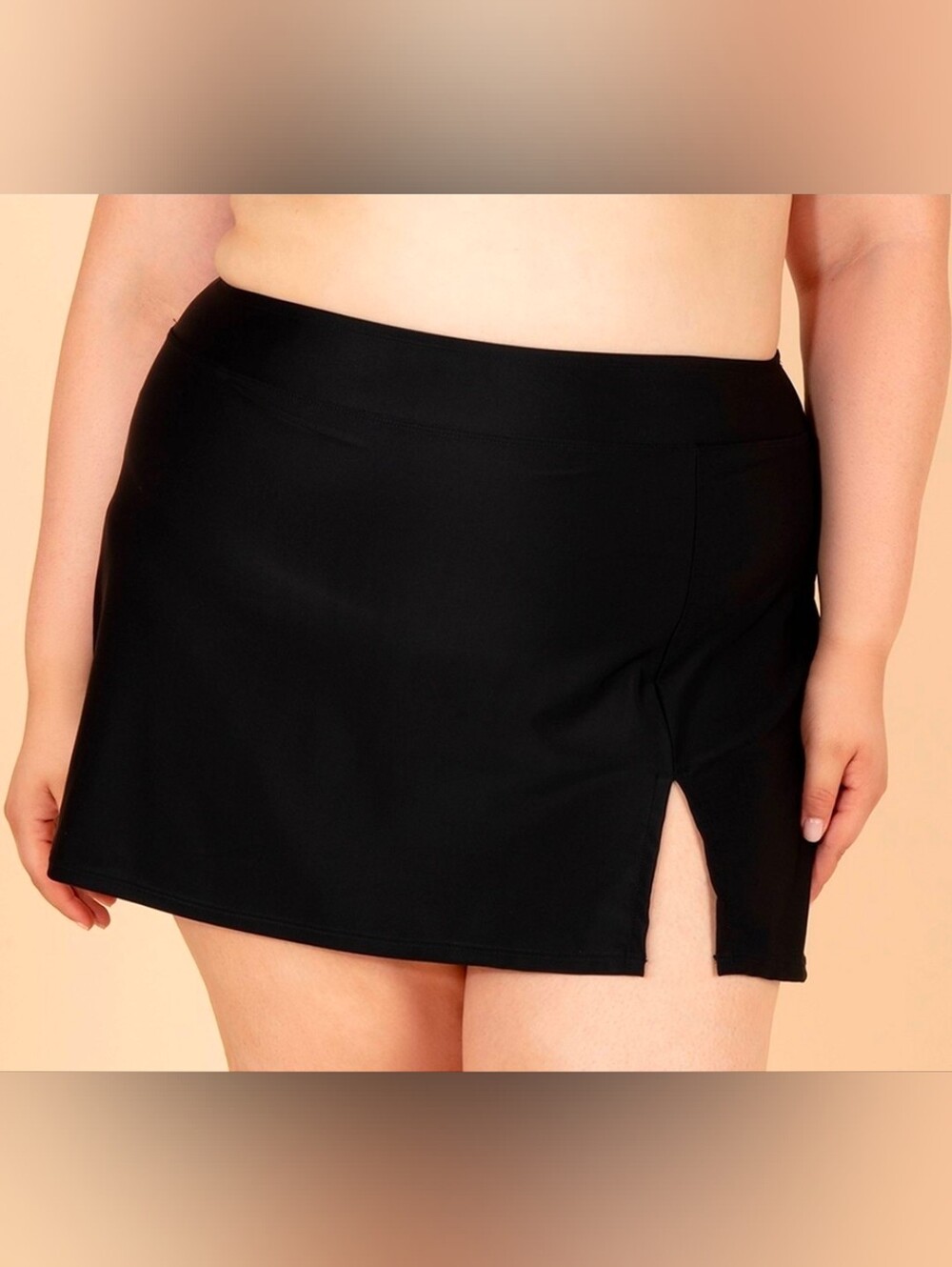 Brand New (NWT) Lands' End Plus Size 2X Black Tummy-Control Swim Skirt / Skort